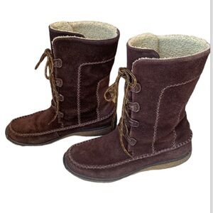 TIMBERLAND Fauna Brown Leather Moccasin Waterproof  Boots Lace Up Women Size 7